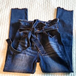 Black Label High Rise Blue Jeans with Belt